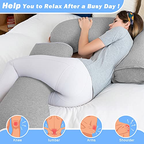 INSEN Pregnancy Pillow for Sleeping, L Shaped Body Pillow for Side Sleeping, Detachable Pregnancy Pillow with Full Body Support