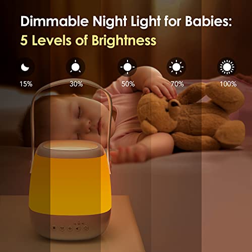 ONEFIRE Baby Night Light for Kids, 12 Soothing White Noise Sound Machine Kids Night Light Lamp, 16 Colors Nursery Night Light Sleep Sound Machine, Remote Auto Timer Portable Lamp Kids Lamp, Baby Gifts