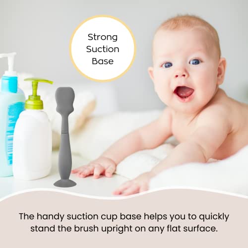 2 Pack Baby Diaper Cream Brush, Diaper Cream Spatula Applicator Silicone Baby Butt Paste Spatula for Babies, Newborn (Gray, White)