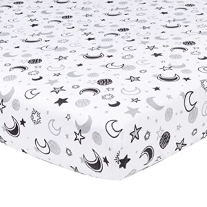 FIGEPO 4 Pack Star and Moon Neutral Unisex Fitted Baby Crib Sheets Set for Baby Boys or Girls (White)
