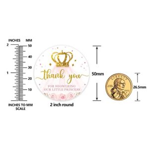 80 Little Princess Thank You Stickers, Gold Crown Birthday Party Stickers, Perfect for Girls Baby Shower Birthday Party Favors (2 Inch)