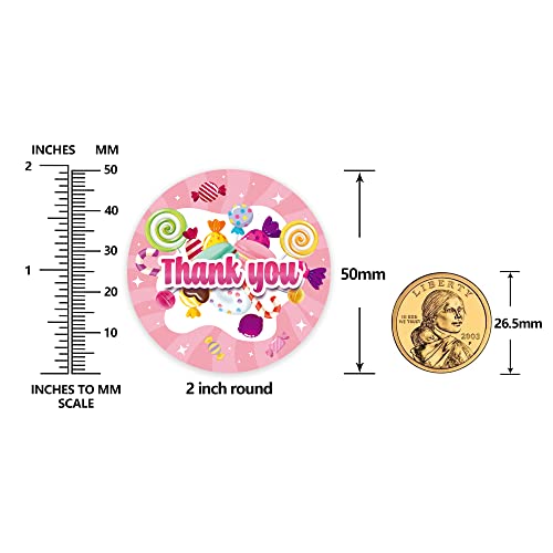 80 Candy Themed Thank You Stickers, Candyland Birthday Party Favor Label Decorations (2 Inch)