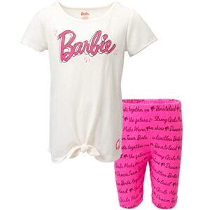 barbie little girls graphic t-shirt and shorts outfit set pink/white 5