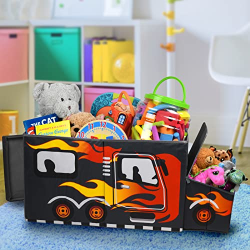 KAP Large Toy Box for boys with flip Lid & Lights up, Foldable Sturdy Toy Storage Organizer Decorative Bins Baskets for Kids, Nursery, Closet, Bedroom, Playroom, 34.8" L x 13" W x 15.7" H