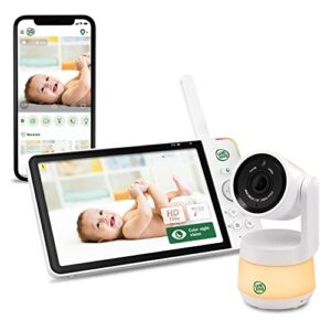 leapfrog lf930hd 1080p smart wifi remote access baby monitor, 360° pan & tilt, 7” 720p hd display, color night light, color night vision, two-way intercom, smart sensors