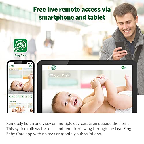 LeapFrog LF930HD 1080p Smart WiFi Remote Access Baby Monitor, 360° Pan & Tilt, 7” 720p HD Display, Color Night Light, Color Night Vision, Two-Way Intercom, Smart Sensors