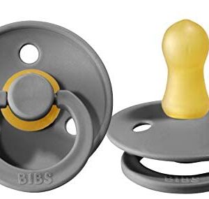 BIBS Pacifiers | Natural Rubber Baby Pacifier | Set of 2 BPA-Free Soothers | Made in Denmark | Smoke | Size 6-18 Months