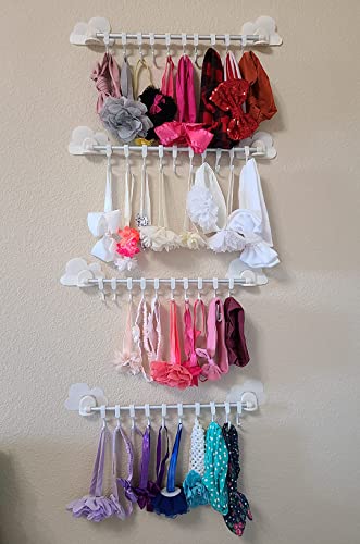 Baby Headband Organizer Scrunchies Holder Baby Girl Bow Display Ponytail Holder Wall Hanger with 10pcs Hooks