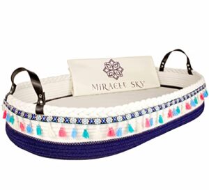 baby changing basket, moses diaper basket, moses basket for babies, changing table topper for dresser with thick foam pad & waterproof cotton cover by miracle sky