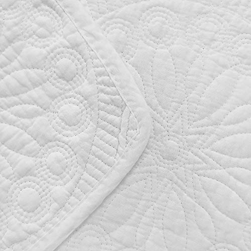 Brandream 6PC Luxury Medallion Quilt Bedding Set King Size Bed in A Bag Cotton Farmhouse Quilted Comforter Set