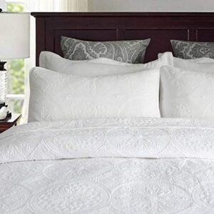 Brandream 6PC Luxury Medallion Quilt Bedding Set King Size Bed in A Bag Cotton Farmhouse Quilted Comforter Set