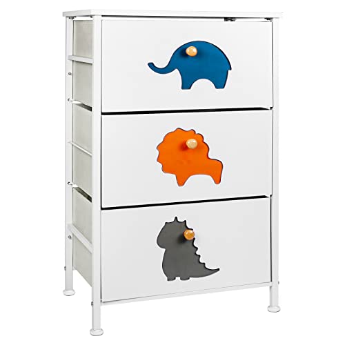 FRAPOW Kids Dresser with 3 Drawers, Baby Child Boys Girls Storage Organizer Dresser with Wood Top Metal Frame for Living Room Bedroom Hallway