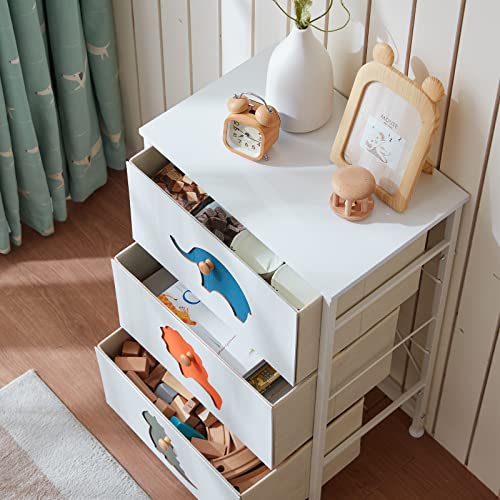 FRAPOW Kids Dresser with 3 Drawers, Baby Child Boys Girls Storage Organizer Dresser with Wood Top Metal Frame for Living Room Bedroom Hallway