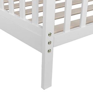 Kcelarec Wooden Bed,Kids Bedroom Furniture Bed with Safety Guardrails (White)