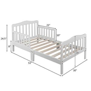 Kcelarec Wooden Bed,Kids Bedroom Furniture Bed with Safety Guardrails (White)