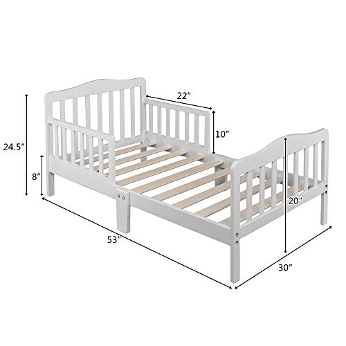 Kcelarec Wooden Bed,Kids Bedroom Furniture Bed with Safety Guardrails (White)