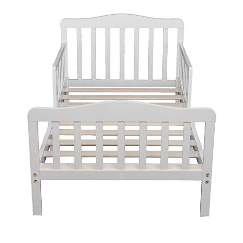 Kcelarec Wooden Bed,Kids Bedroom Furniture Bed with Safety Guardrails (White)