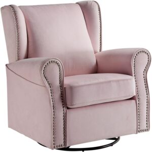 simple relax pink swivel chair with glider
