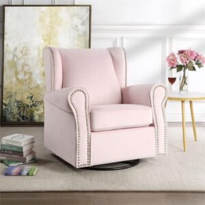 simple relax Pink Swivel Chair with Glider