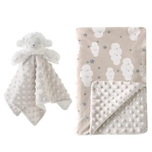 truwelby security blanket set of 2, 30x40” infant plush blanket &16” minky dot fabric sweet loveys for babies, baby blankets with stuffed animals, baby snuggle blankie baby gifts for boys and girls