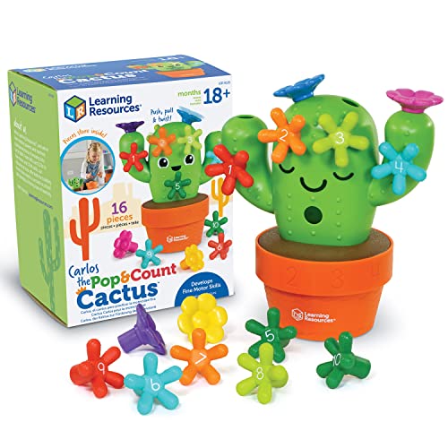 Learning Resources Carlos The Pop & Count Cactus, Toddler Learning Toys, Preschool Toys, Educational Toys for Kids, Cactus Toys for Kids, 16 Pieces, Age 18+ Months