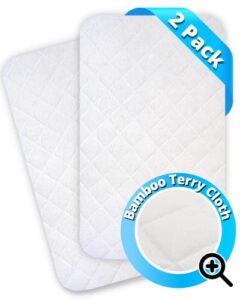 bassinet mattress pad protector- fits the 30” x 20” graco travel lite crib, soft bamboo surface, breathable - waterproof bassinet mattress protector - bassinet mattress cover