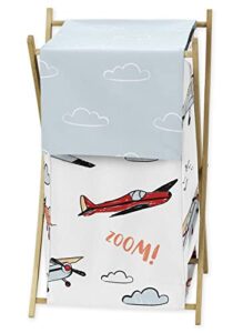 sweet jojo designs vintage airplane baby kid clothes laundry hamper - grey yellow orange red white and blue airplanes air plane transportation clouds sun sky aviator aviation