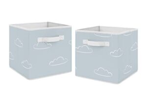 sweet jojo designs blue clouds foldable fabric storage cube bins boxes organizer toys kids baby childrens - set of 2 - slate and white cloud sky for vintage airplane aviator aviation collection
