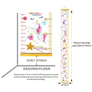 HomeEvolution Kids Growth Chart Height Measuring Chart, Classical Canvas Wall Hanging Rulers for Baby Children Girls Bedroom Decor (Unicorn)