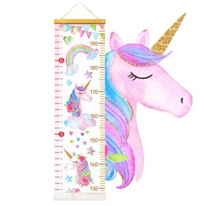 HomeEvolution Kids Growth Chart Height Measuring Chart, Classical Canvas Wall Hanging Rulers for Baby Children Girls Bedroom Decor (Unicorn)