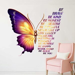 large colorful inspirational wall decals quotes vinyl butterfly wall art stickers motivational phrase positive saying wall decals for kids girls classroom playroom woman bedroom living room wall decor