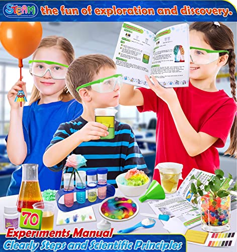 UNGLINGA 70 Lab Experiments Science Kits for Kids Age 4-6-8-12 Educational Scientific Toys Gifts for Girls Boys, Chemistry Set, Crystal Growing, Erupting Volcano, Fruit Circuits STEM Activities