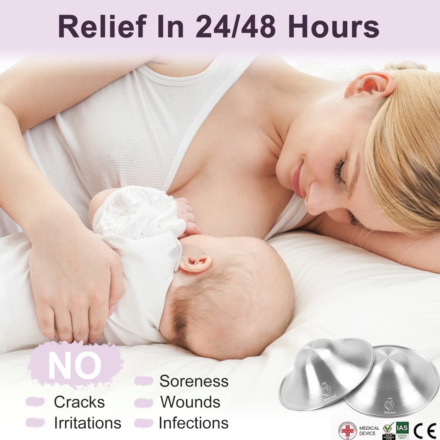 The Original Silver Nursing Cups - Nipple Shields for Nursing Newborn, Newborn Breastfeeding Essentials Must Haves for Soothe and Protect Your Nursing Nipples - 925 Silver (Regular Size)