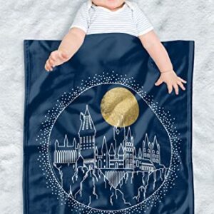 Harry Potter Soft Fleece Baby Blanket for Infant Toddler, All Season Cozy Crib Throw 30"x40" Hogwarts Full Moon Line Art