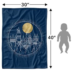 Harry Potter Soft Fleece Baby Blanket for Infant Toddler, All Season Cozy Crib Throw 30"x40" Hogwarts Full Moon Line Art