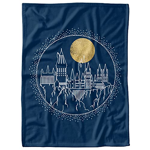 Harry Potter Soft Fleece Baby Blanket for Infant Toddler, All Season Cozy Crib Throw 30"x40" Hogwarts Full Moon Line Art