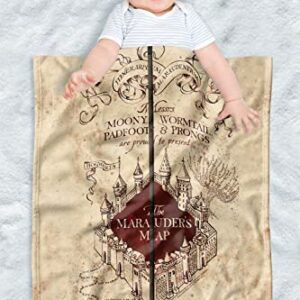 Harry Potter Soft Fleece Baby Blanket for Infant Toddler, All Season Cozy Crib Throw 30"x40" Folded Map