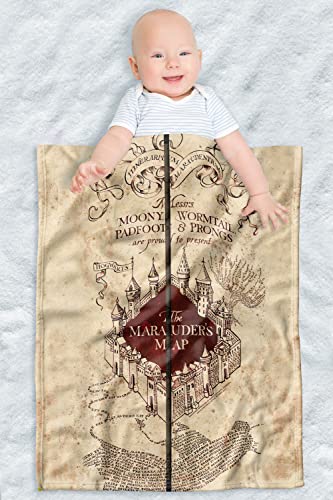 Harry Potter Soft Fleece Baby Blanket for Infant Toddler, All Season Cozy Crib Throw 30"x40" Folded Map