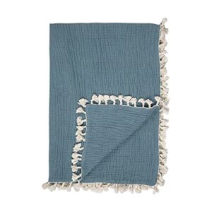crane baby muslin swaddle blanket, soft cotton lightweight nursery and stroller blanket for baby boys & girls, riverstone, 30" x 40"