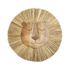 crane baby safari nursery and toddler room décor, wooden animal wall décor for boys and girls, lion, 21" x 21"