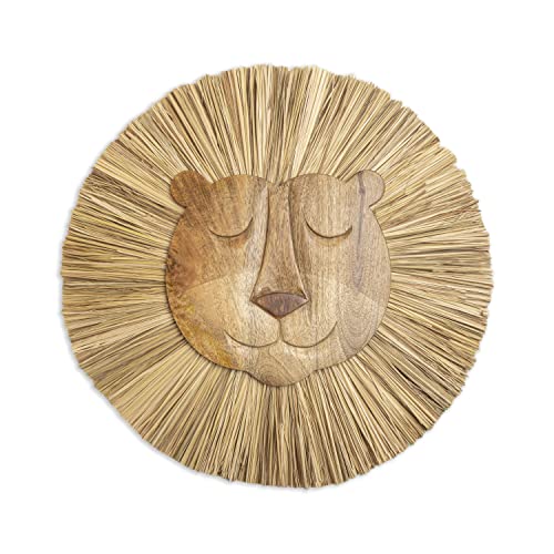 Crane Baby Safari Nursery and Toddler Room Décor, Wooden Animal Wall Décor for Boys and Girls, Lion, 21" x 21"