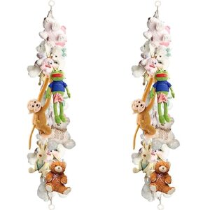 2 pack boho toy storage chain hanging stuffed animal storage chain with clips, 79" animal toy holder for stuffed animal display chain macrame wall toy storage decor
