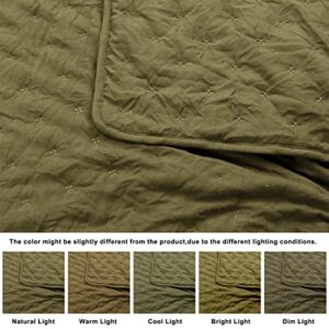 Green King Size Quilt Bedding Sets with Pillow Shams, Olive Lightweight Soft Bedspread Coverlet, Sage Quilted Blanket Thin Comforter Bed Cover, All Season Summer Spring, 3 Pieces, 104x90 inches