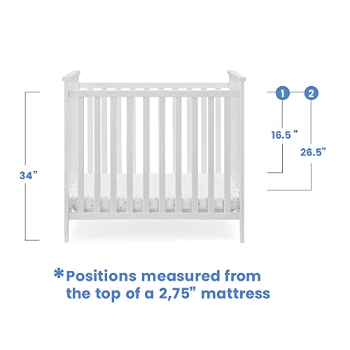 Delta Children Middleton Mini Crib with 2.75-Inch Mattress - Greenguard Gold Certified, Textured White