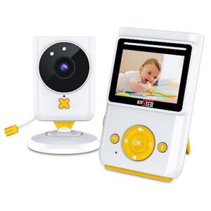 enster baby monitor video with camera and audio, 2.4'' lcd screen, color night vision, 2-way talk, vox, 960ft range, temperature display, 2x zoom, lullabies, feeding alarm