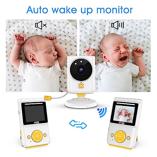 ENSTER Baby Monitor Video with Camera and Audio, 2.4'' LCD Screen, Color Night Vision, 2-Way Talk, VOX, 960ft Range, Temperature Display, 2X Zoom, Lullabies, Feeding Alarm