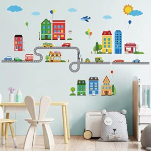 decalmile Construction City Wall Stickers Transportation Car Vehicles Wall Decals Baby Nursery Children's Bedroom Playroom Wall Decor