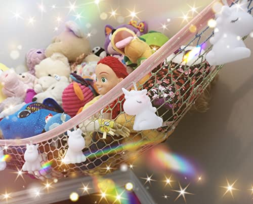 MiniOwls Storage Hammock Stuffed Toys Organizer - Fits 20-30 Plush Animals. Great Mermaid Gift for Girls. Instead of Bins and Toy Chest – Displays Teddies Easily. (Unicorn, Large (Pack of 1)