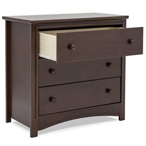 Delta Children Perry 3 Drawer Dresser with Changing Top, Greenguard Gold Certified, Walnut Espresso