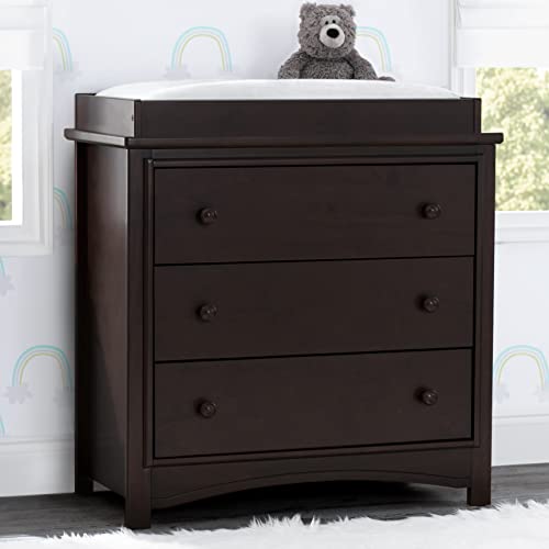 Delta Children Perry 3 Drawer Dresser with Changing Top, Greenguard Gold Certified, Walnut Espresso